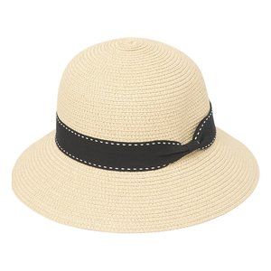 MAGID Chic Sunny Panama Beach Hat with Twisted Black Trim and Round Top